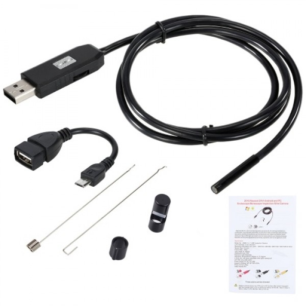 Endoscope for Android mobile phone 0.3MP Endoscope with 7MM lens and 6 lights USB transfer interface 1 meter