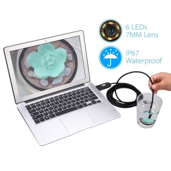 Endoscope for Android mobile phone 0.3MP Endoscope with 7MM lens and 6 lights USB transfer interface 1 meter