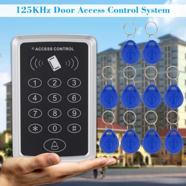 125KHz Single Door Proximity RFID Card Access Control System Keypad Include 10pcs ID Keyfobs