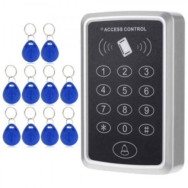 125KHz Single Door Proximity RFID Card Access Control System Keypad Include 10pcs ID Keyfobs