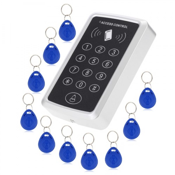 125KHz Single Door Proximity RFID Card Access Control System Keypad Include 10pcs ID Keyfobs