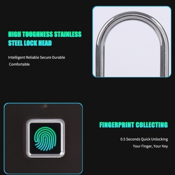 Smart Fingerprint Padlock Small Size Padlock Cabinet Fingerprint Lock Mini Fingerprint Lock