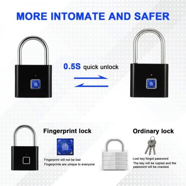 Smart Fingerprint Padlock Small Size Padlock Cabinet Fingerprint Lock Mini Fingerprint Lock