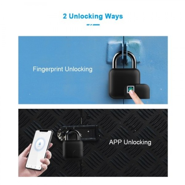 Smart Padlock Fingerprint &amp; APP Unlocking 300mAh Rechargeable Fingerprint BT Lock