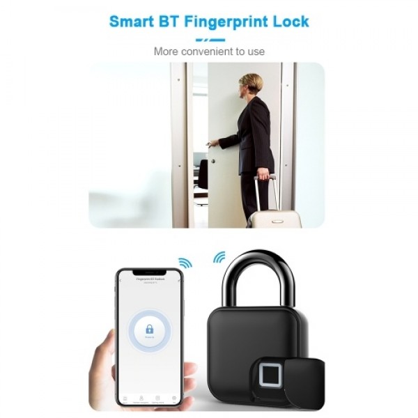 Smart Padlock Fingerprint &amp; APP Unlocking 300mAh Rechargeable Fingerprint BT Lock