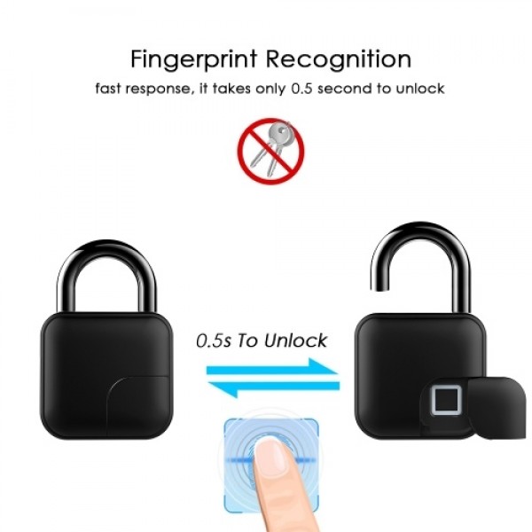 Smart Padlock Fingerprint &amp; APP Unlocking 300mAh Rechargeable Fingerprint BT Lock