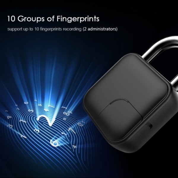 Smart Padlock Fingerprint &amp; APP Unlocking 300mAh Rechargeable Fingerprint BT Lock