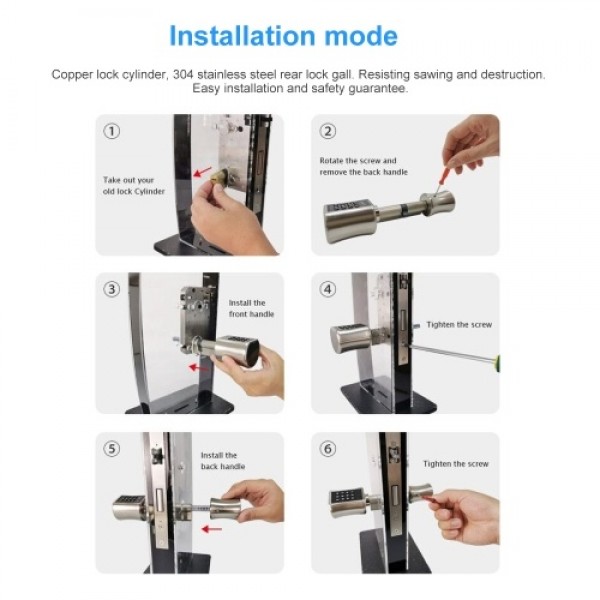 Smart Cylinder Lock Password Keyless Electronic Door Lock