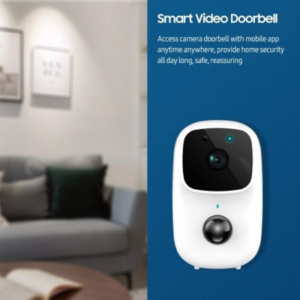 Smart Video Doorbell Camera Door Bell with 170° View Night Vision Motion Detection 2 Way Audio Phone App Easy Installation Direc