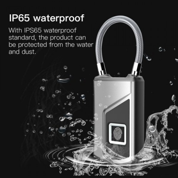 Smart Fingerprint Padlock LED Safe USB Charging Rechargeable