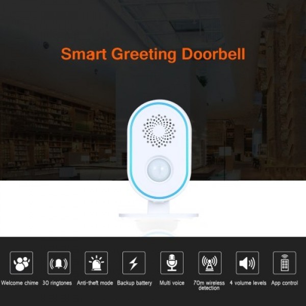 Wifi Smart Doorbell Door Chime Motion Sensor Door Bell with Alert Counting Volume Adjustment 30 Ringtones for Home Store Market 