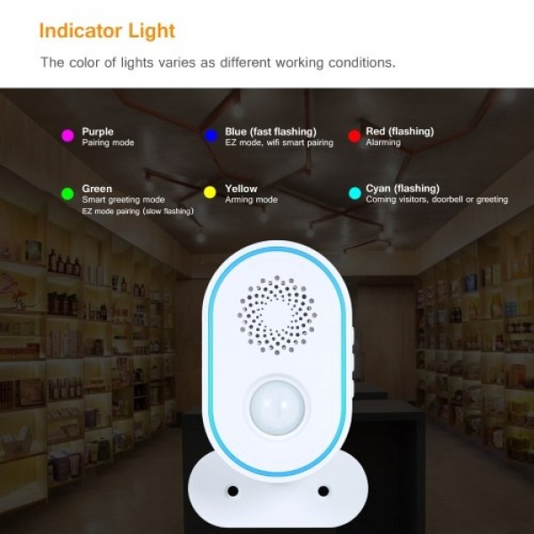 Wifi Smart Doorbell Door Chime Motion Sensor Door Bell with Alert Counting Volume Adjustment 30 Ringtones for Home Store Market 