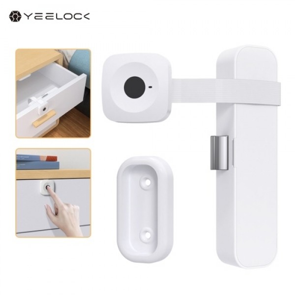 YEELOCK Smart Fingerprint Lock Keyless Drawer Lock 0.5s Fast Unlock Support 16 Fingerprints Hidden Lock