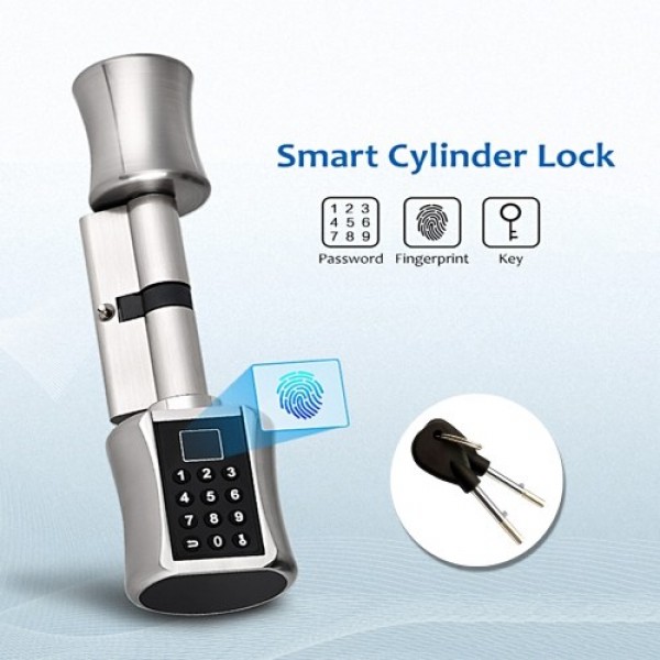 Smart Lock Cylinder Electronic Keypad Door Lock 3 Unlocking Ways Fingerprint/ Password/ Mechanical Key Upgraded Anti-theft Intel