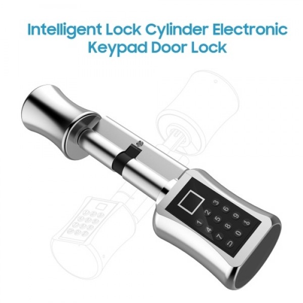 Smart Lock Cylinder Electronic Keypad Door Lock 3 Unlocking Ways Fingerprint/ Password/ Mechanical Key Upgraded Anti-theft Intel