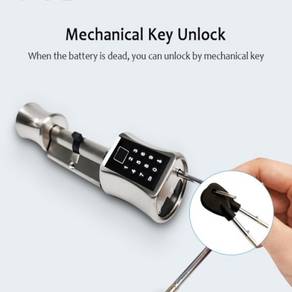 Smart Lock Cylinder Electronic Keypad Door Lock 3 Unlocking Ways Fingerprint/ Password/ Mechanical Key Upgraded Anti-theft Intel