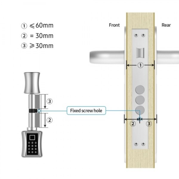 Smart Lock Cylinder Electronic Keypad Door Lock 3 Unlocking Ways Fingerprint/ Password/ Mechanical Key Upgraded Anti-theft Intel