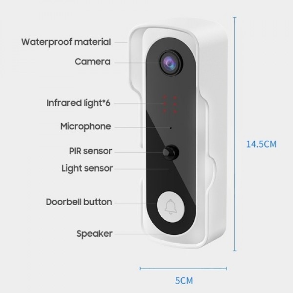 Smart Video Doorbell Home Wireless WiFi Doorbell Camera Waterproof Outdoor Ding Dong Doorbell