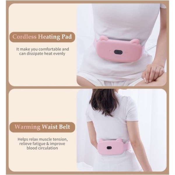 Cordless Heating Pad Period Pain Relief Electric Waist Belt Device USB Warming Waist Belt for Women and Girl 6 Temperature Setti