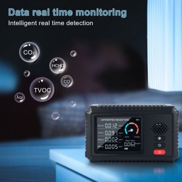 Multifunctional Air Quality Monitor Formaldehyde Detector TVOC PM2.5/PM10 Tester  Real Time Data Monitoring