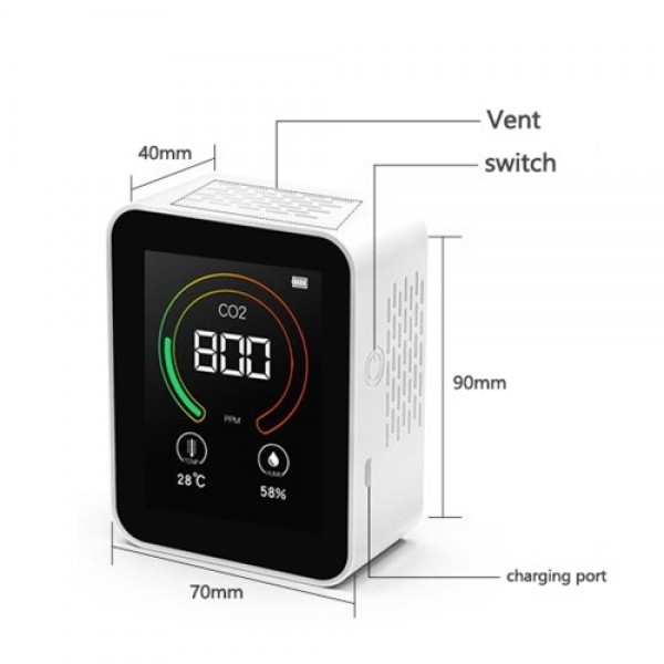 Intelligent Big Screen CO2 Temperature Humidity Multipurpose Detector Tool