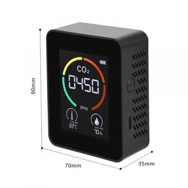 Air Quality Monitor CO₂ Detector Temperature Humidity Meter with LCD Display