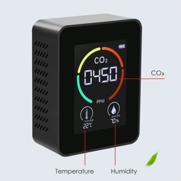 Air Quality Monitor CO₂ Detector Temperature Humidity Meter with LCD Display