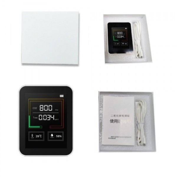 CO2 TVOC Temperature Humidity Air Quality Detector With battery