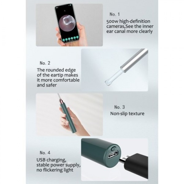 Wireless Endoscope WiFi Medical In Ear Cleaning Spoon