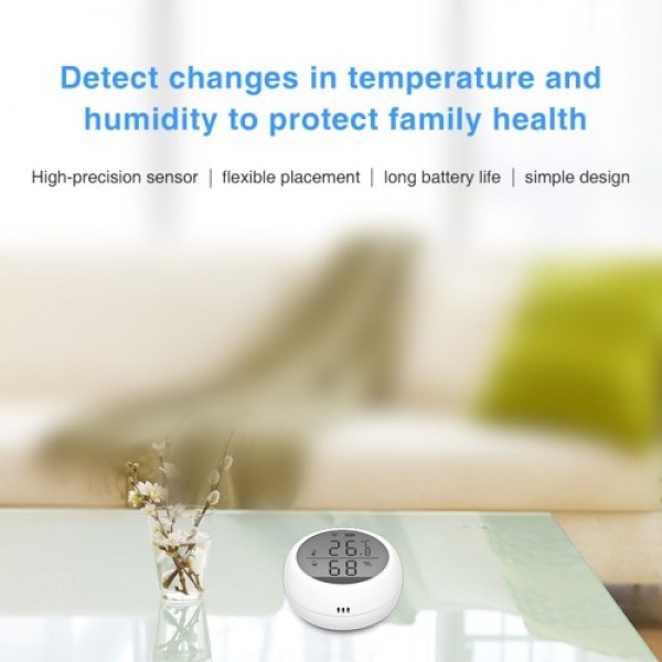 WiFi Smart Temperature Humidity Sensor Tuya APP Remote Control with LCD Screen High Accuracy T&amp;H Sensor ℃/℉ Switchable