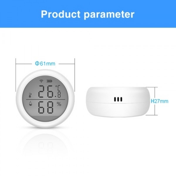 WiFi Smart Temperature Humidity Sensor Tuya APP Remote Control with LCD Screen High Accuracy T&amp;H Sensor ℃/℉ Switchable