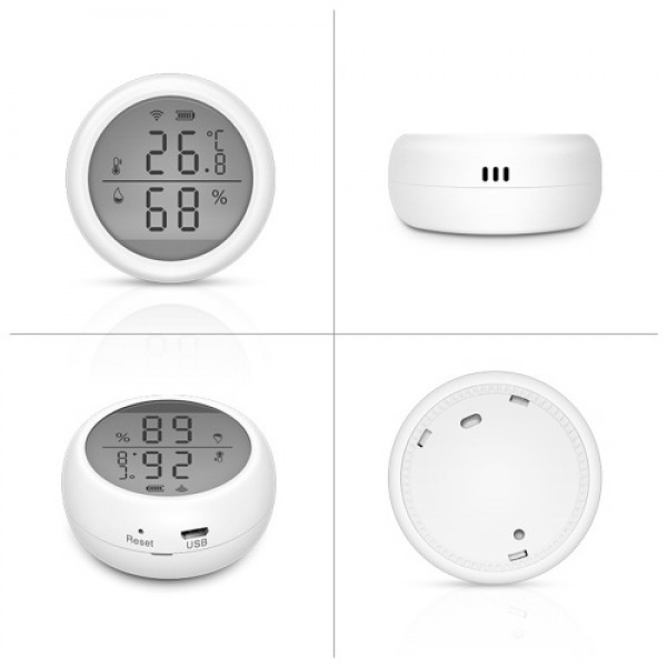 WiFi Smart Temperature Humidity Sensor Tuya APP Remote Control with LCD Screen High Accuracy T&amp;H Sensor ℃/℉ Switchable