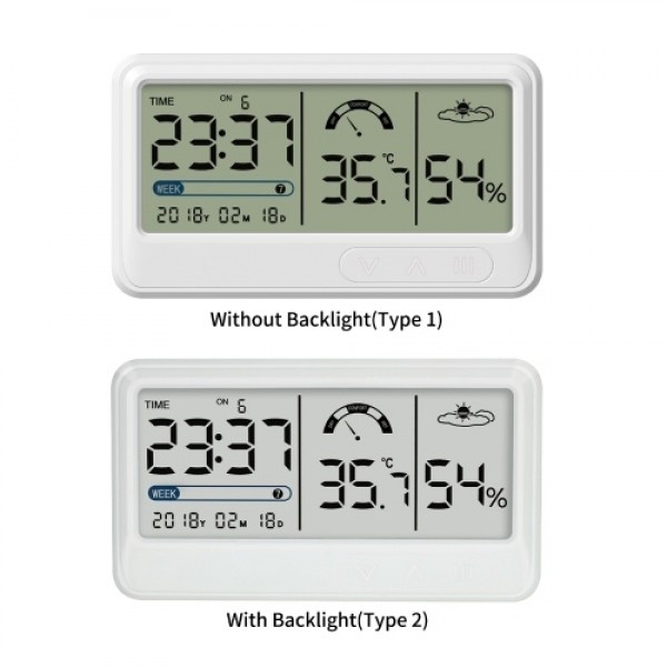 Electronic Digital Hygrometer Humidity Meters Gauge with Time Date LCD Display Clock