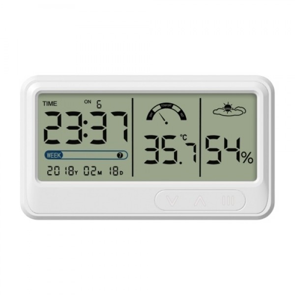 Electronic Digital Hygrometer Humidity Meters Gauge with Time Date LCD Display Clock