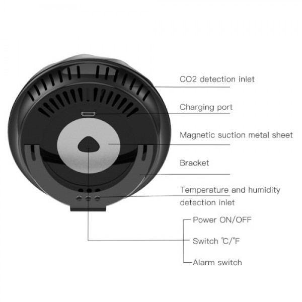 3 in 1 Carbon Dioxide Meter Temperature/Humidity Air Quality Monitor