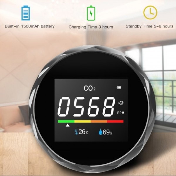 3 in 1 Carbon Dioxide Meter Temperature/Humidity Air Quality Monitor