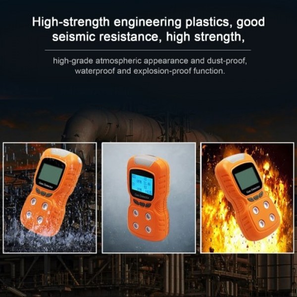 4-Gas Monitor Meter Tester Analyzer Portable Gas Detector CO Monitor Digital Toxic Gas Detector Rechargeable LCD Display Sound L