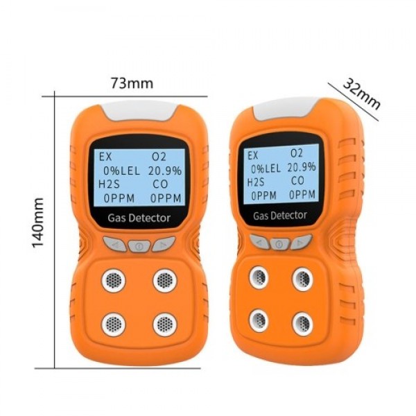 4-Gas Monitor Meter Tester Analyzer Portable Gas Detector CO Monitor Digital Toxic Gas Detector Rechargeable LCD Display Sound L