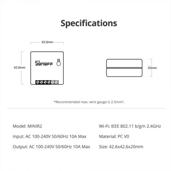 3PCS SONOFF MINIR2 Itead DIY 2-Way WiFi Smart Switch Small Body Light Switch Timer Support SPDT/Rocker Remote Control via eWeLin