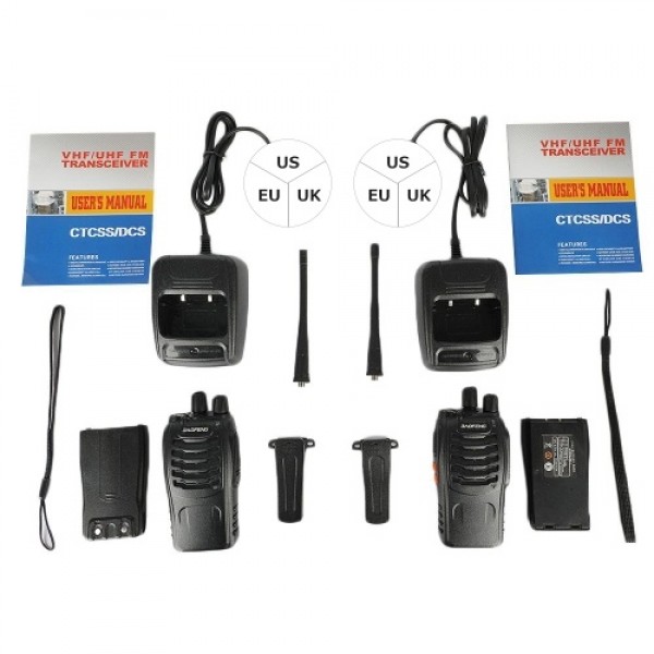 BAOFENG BF-888S UHF 400-470MHz FM Transceiver Two-way Radio Portable Handheld Walkie Talkie Long Distance 2PCS US Plug