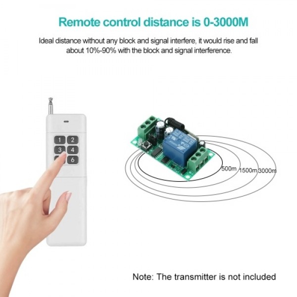 3000m Long Range Distance High Power 1CH Portable Remote Control Key Fob 1 CH RF 433 MHz Transmitter