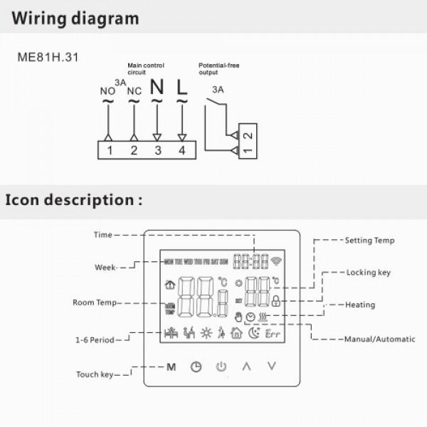 Smart Thermostat Water/Gas Boiler Digital Temperature Controller Touchscreen LCD Display Week Programmable Anti-freeze Function 