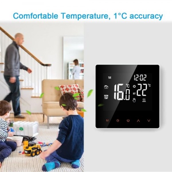 Smart Thermostat Water/Gas Boiler Digital Temperature Controller Touchscreen LCD Display Week Programmable Anti-freeze Function 