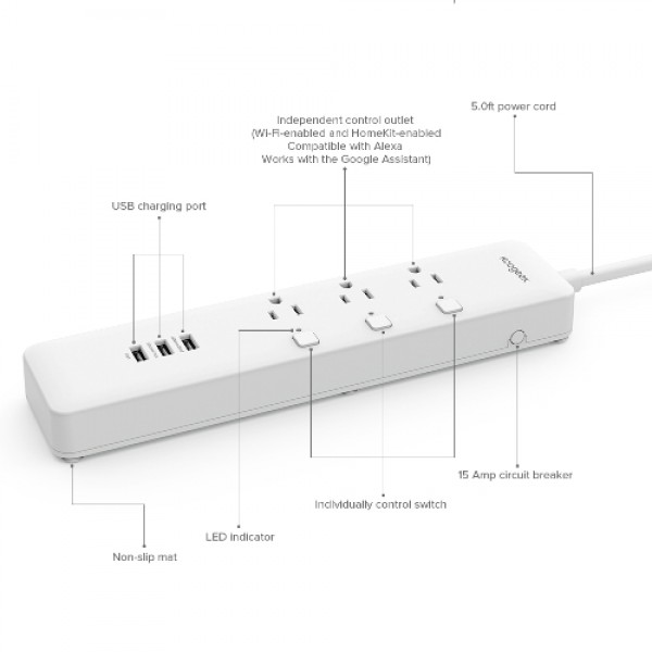 Koogeek Wi-Fi Enabled Smart Outlet Support Siri/Alexa/Google Assistant