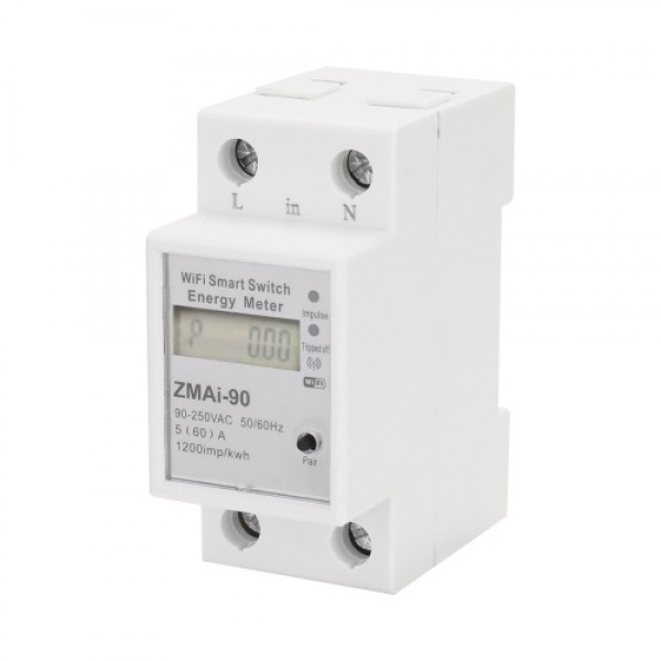 Single-Phase Din Rail Wifi Intelligent Energy Meter Power Consumption Kwh Meter Wattmeter Support Smartlife/Tuya App Control