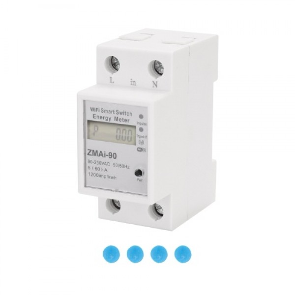 Single-Phase Din Rail Wifi Intelligent Energy Meter Power Consumption Kwh Meter Wattmeter Support Smartlife/Tuya App Control