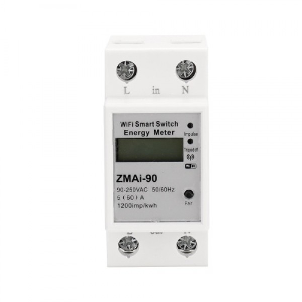 Single-Phase Din Rail Wifi Intelligent Energy Meter Power Consumption Kwh Meter Wattmeter Support Smartlife/Tuya App Control