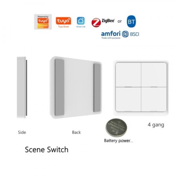 RSH-Zigbee-SC04 Zigbee Scene Switch Remote Control 2.4Ghz Smart Home Switch