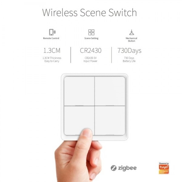 RSH-Zigbee-SC04 Zigbee Scene Switch Remote Control 2.4Ghz Smart Home Switch