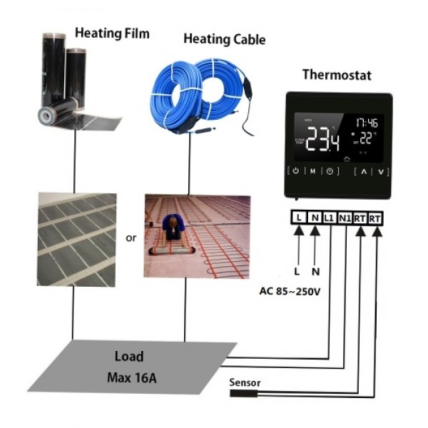 Smart LCD Touchscreen Thermostat for Home Programmable Electric Floor Heating System Water Heating Thermoregulator AC 85-250V Te